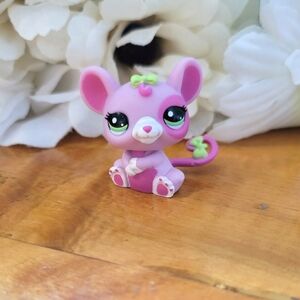 Littlest Pet Shop LPS #2206 Pink Purple Rat Green Eyes Bows 2010